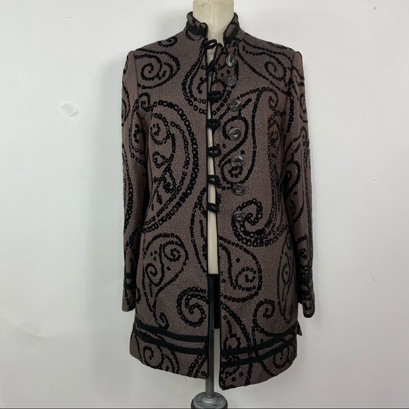 Quadrille heavy knit embroidered big button blazer - Picture 6 of 12